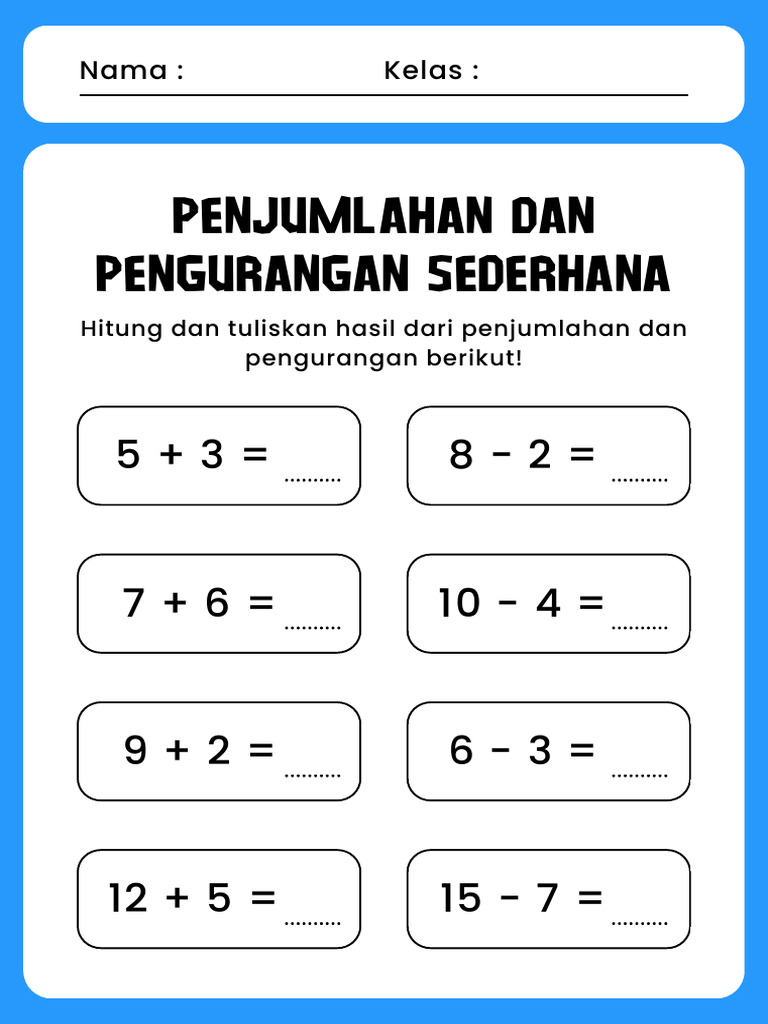 Penjumlahan dan Pengurangan Sederhana | PDF