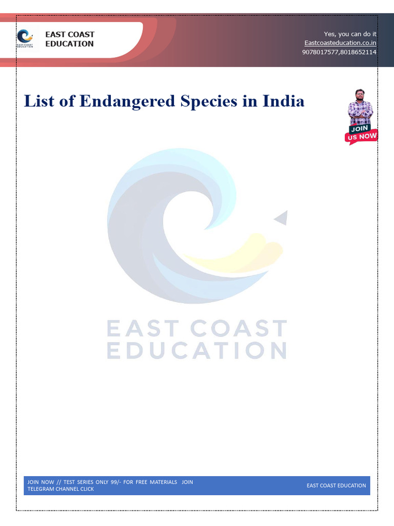 Endangered Species List of India | PDF | Fauna Of South Asia | Mammals ...