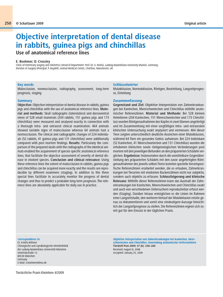 Dental Disease Assessment in Small Mammals | PDF