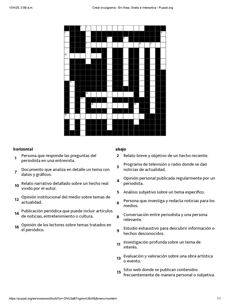 Crear Crucigrama - en Línea, Gratis e Interactiva | PDF | Comunicación
