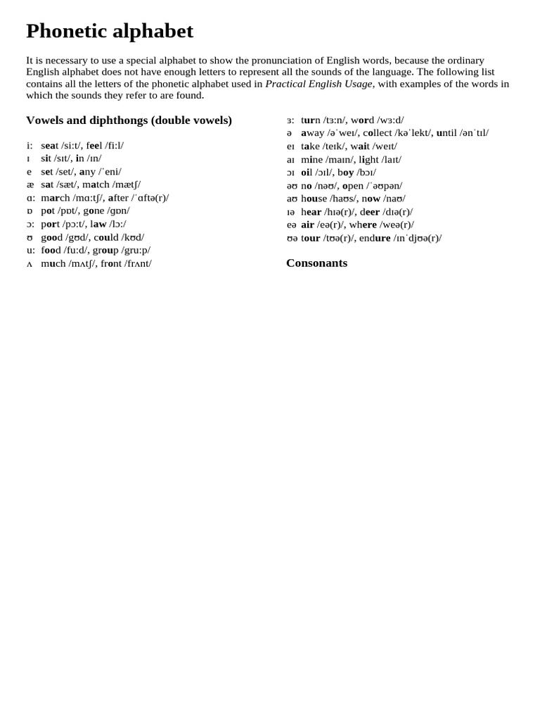 Phonetic Alphabet Guide with Examples | PDF