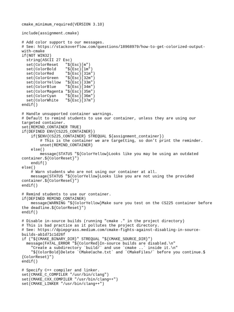 CMake Configuration for CS225 Assignment | PDF | Computer Engineering ...