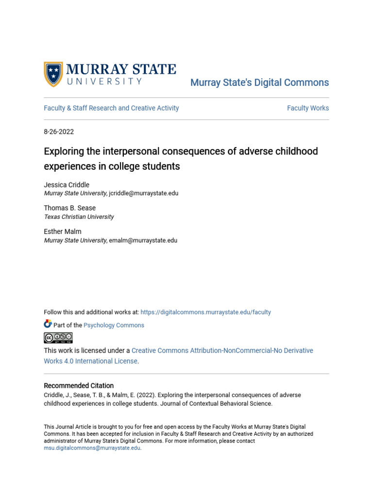 Interpersonal Effects of Childhood Trauma | PDF | Intimate ...