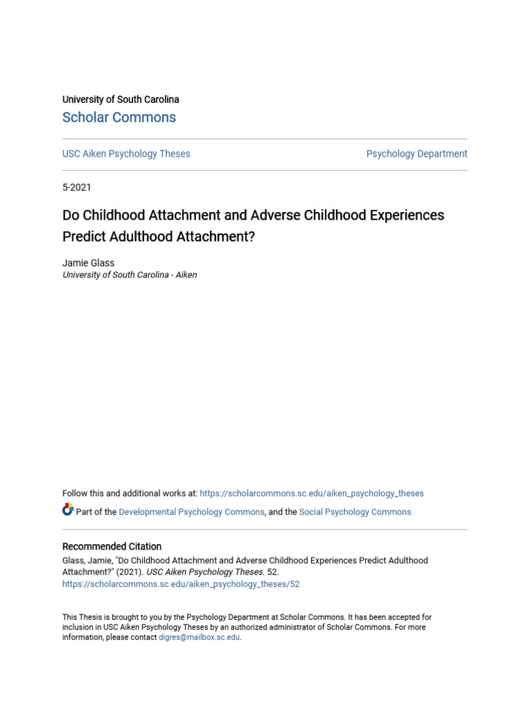 Do Childhood Attachment and Adverse Childhood Experiences Predict | PDF ...