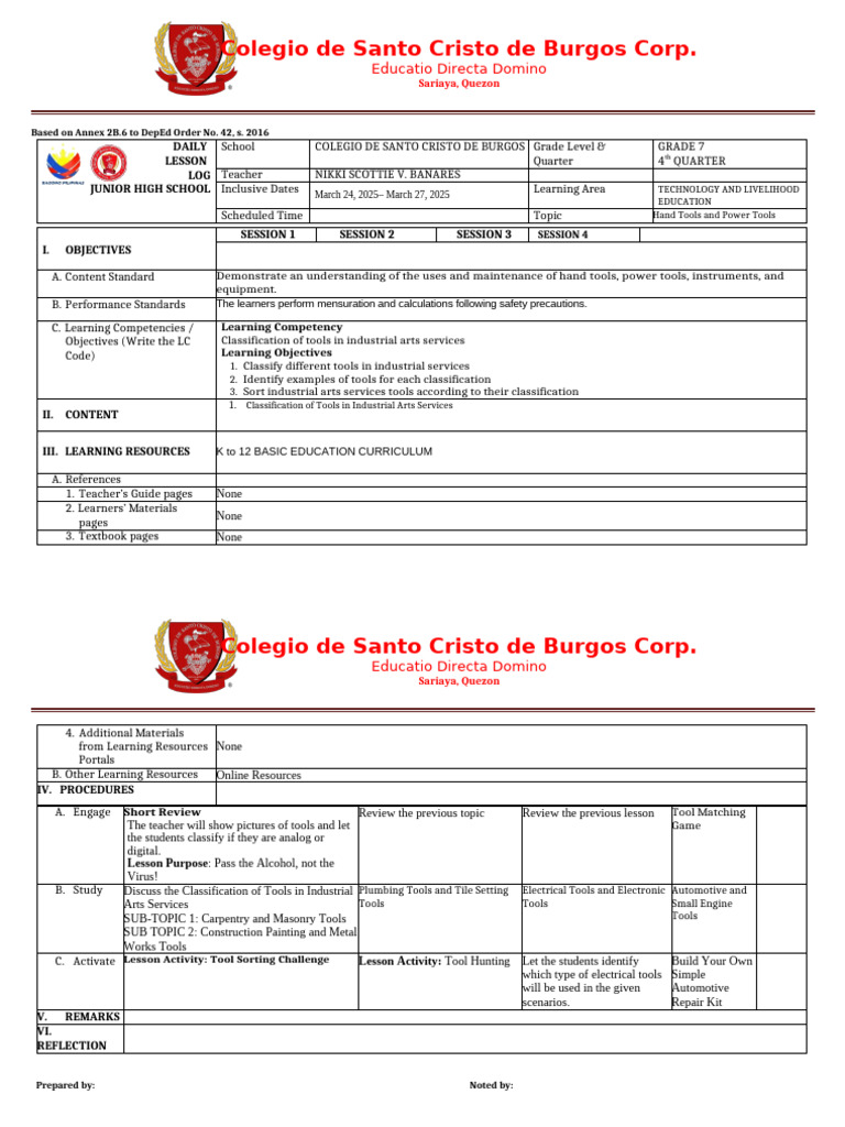 Grade 7 Technology Lesson Plan | PDF | Learning
