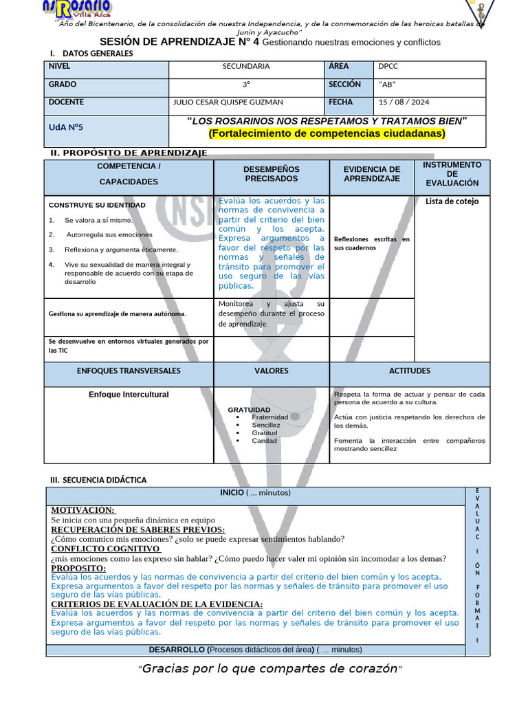 SA5 UdA5 DPCC 3C | PDF | Aprendizaje | Las emociones