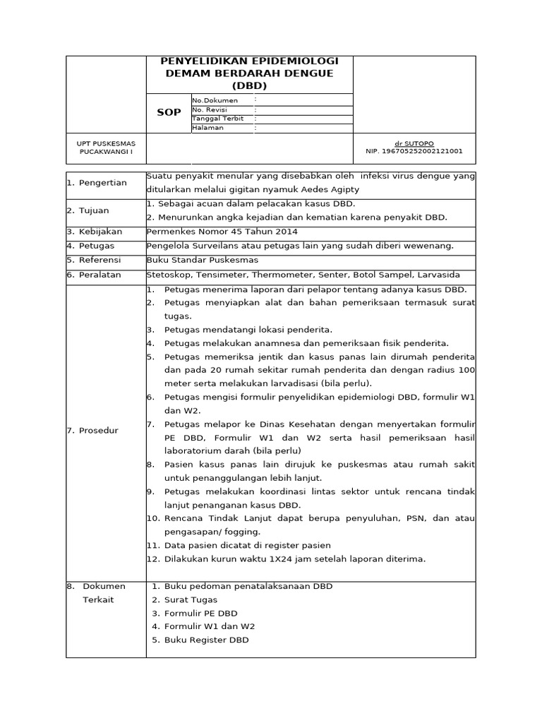 Prosedur Penyelidikan DBD di Puskesmas | PDF