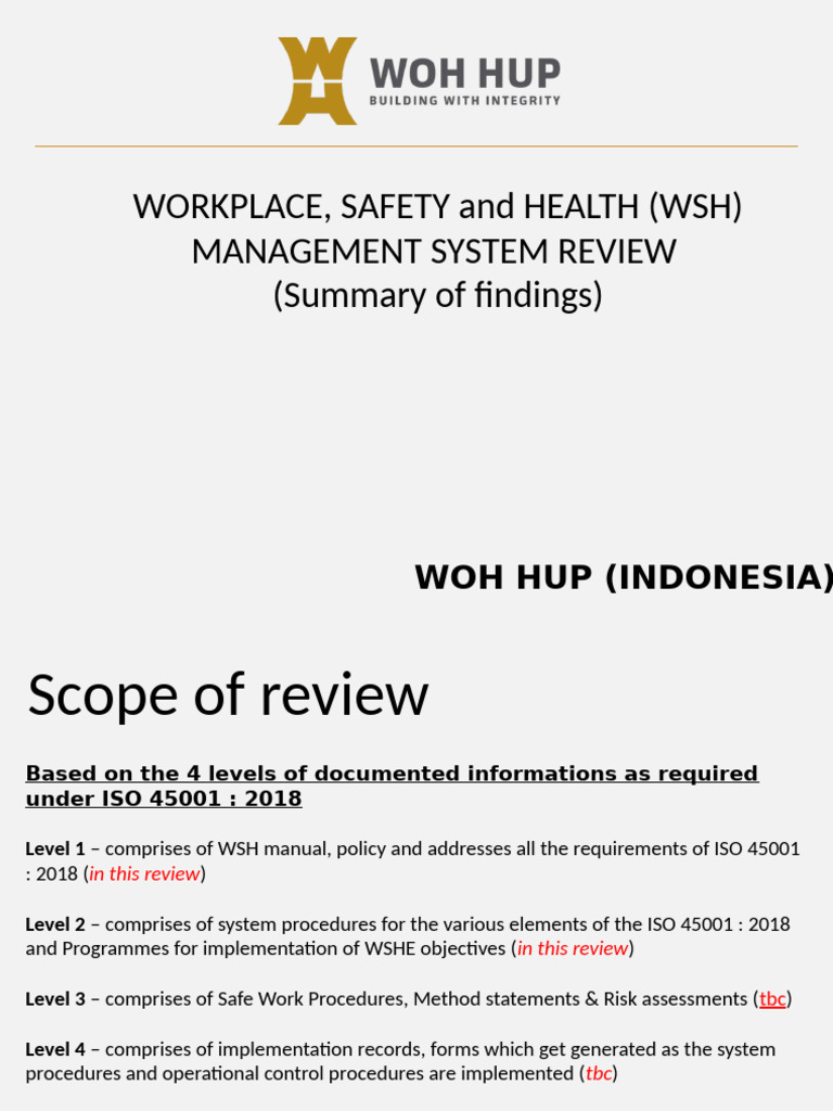 WSH Management System Review Summary | PDF | Risk | Risk Management