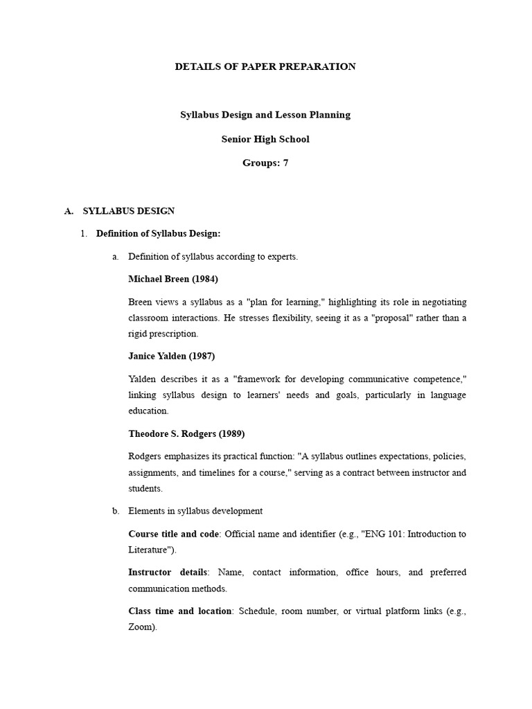 Syllabus and Lesson Planning Guide | PDF | Educational Assessment ...