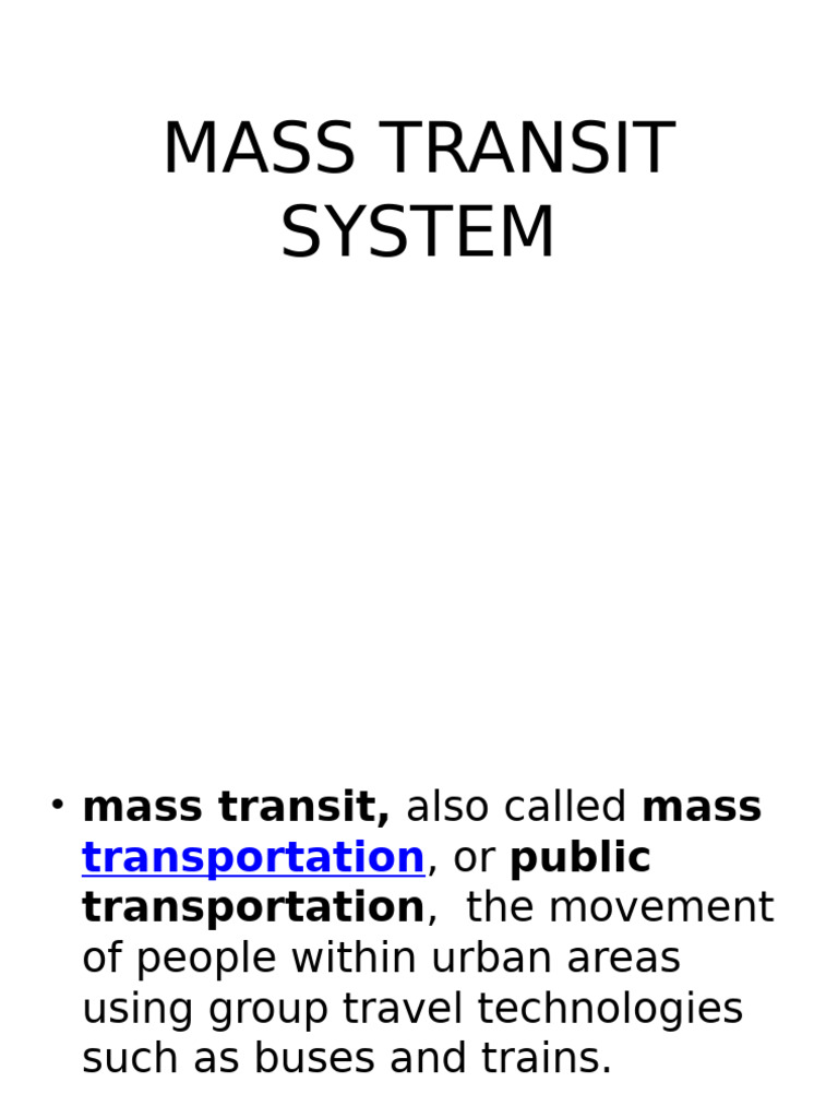 LECTURE NO 5 Mass-Transit-System - Compress | PDF | Public Transport ...
