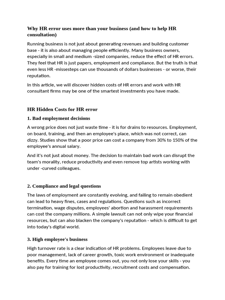 Why HR Mistakes Are Costing Your Business More Than You Think | PDF ...