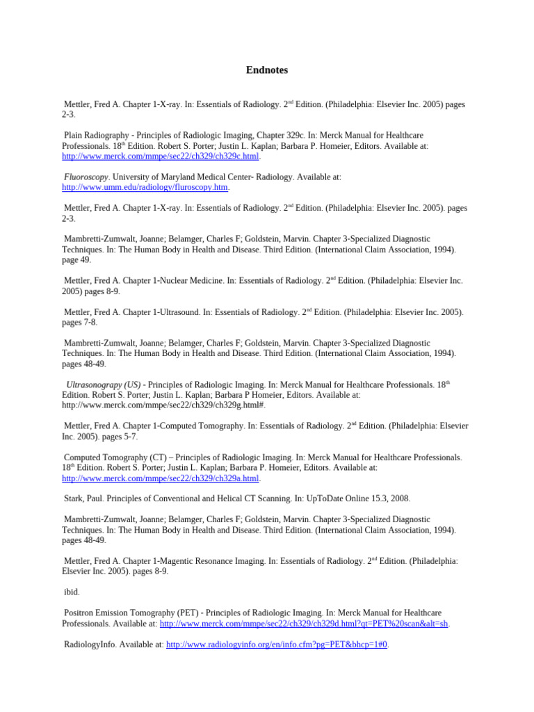 ALU 101 Chapter 1 Endnotes | PDF | Radiology | Medical Imaging