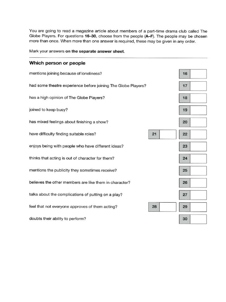 Multiple Matching (FCE) | PDF