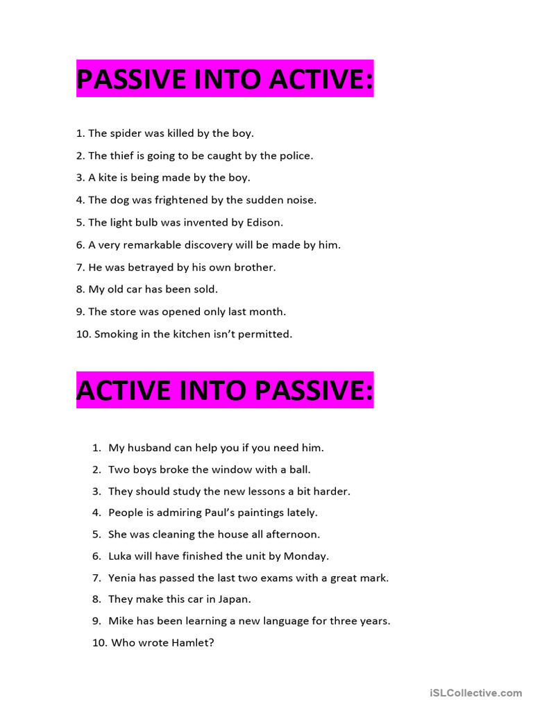 Passive Voice Exercises and Examples | PDF