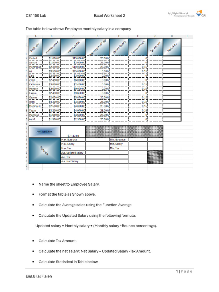 Excel Worksheet 2 | PDF