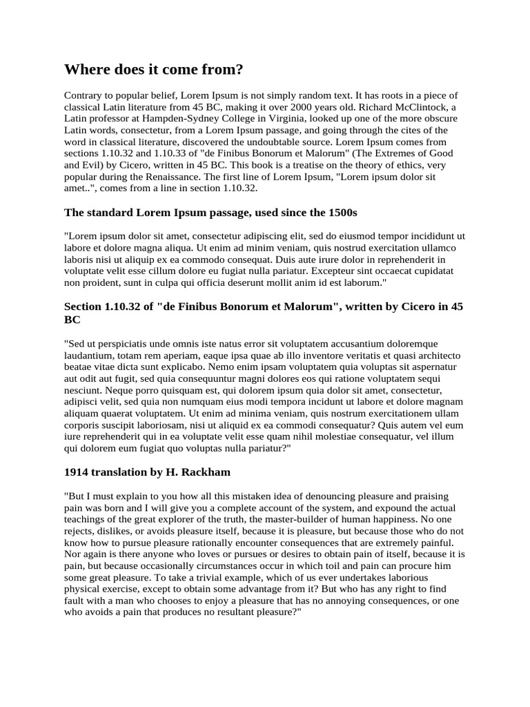 Origin of Lorem Ipsum Text Explained | PDF