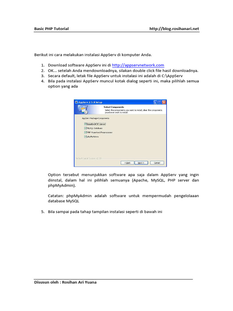 Panduan Instalasi AppServ untuk PHP | PDF