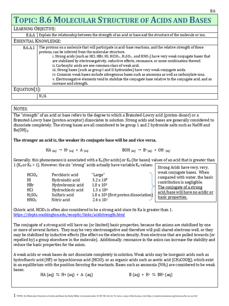 Molecular Structure of Acids and Bases | PDF | Acid | Acid Dissociation ...