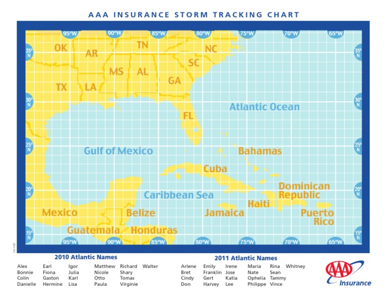 Aaa Insurance Storm Tracking Chart: 2010 Atlantic Names 2011 Atlantic ...