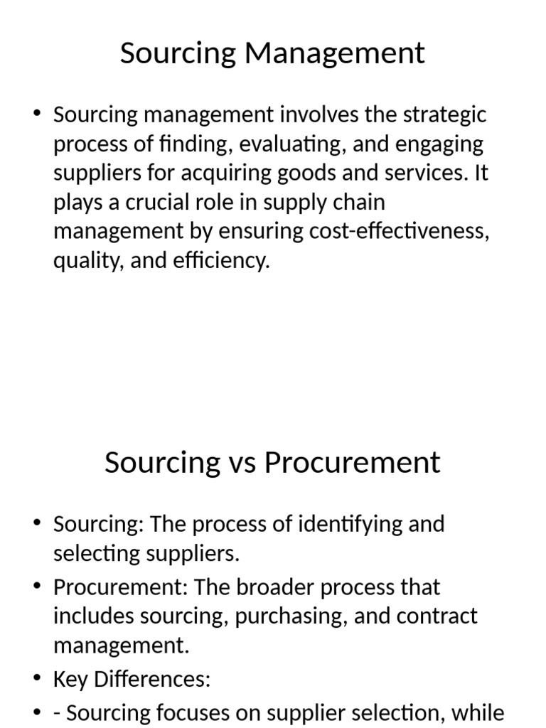 Sourcing and Purchasing Management Guide | PDF | Procurement | Supply Chain
