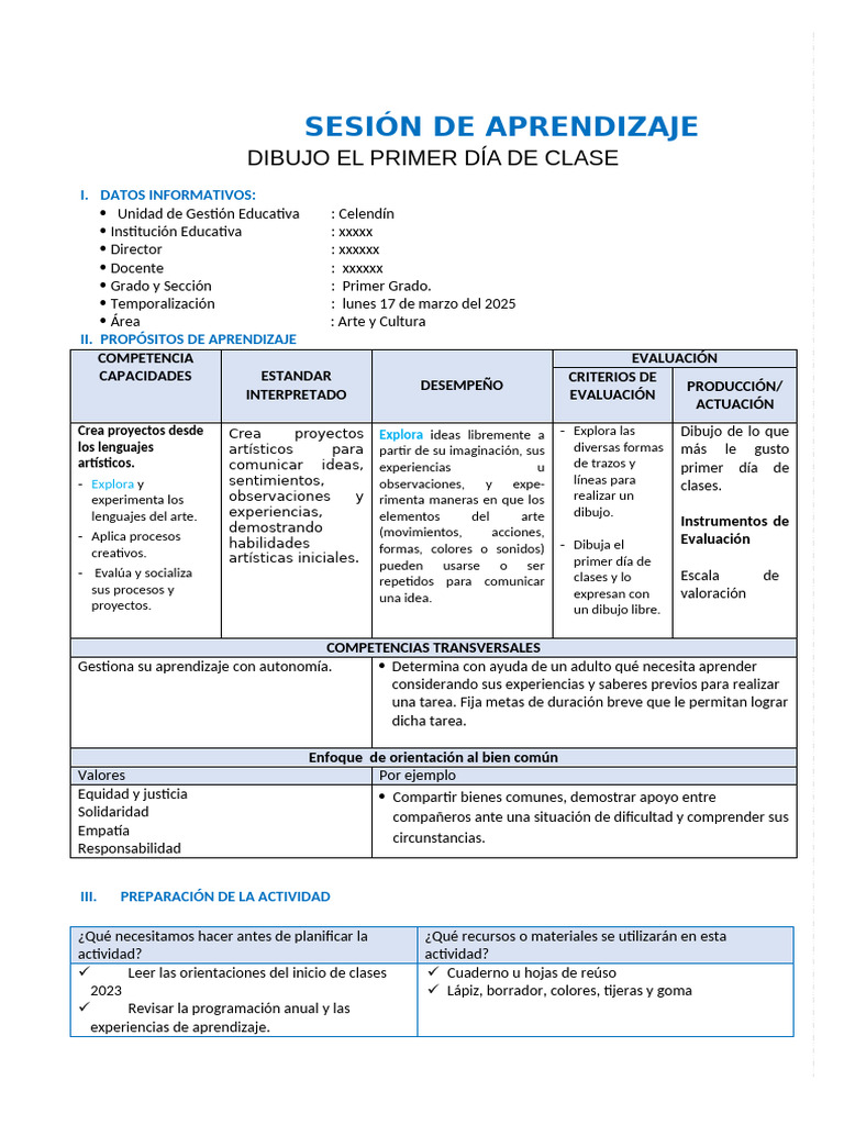 Dibujo del Primer Día de Clases | PDF | Evaluación | Dibujo