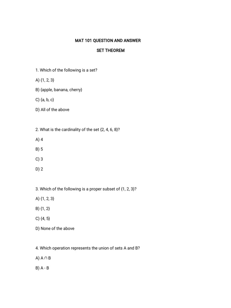 Mat 101 Questions and Answers | PDF | Trigonometric Functions ...
