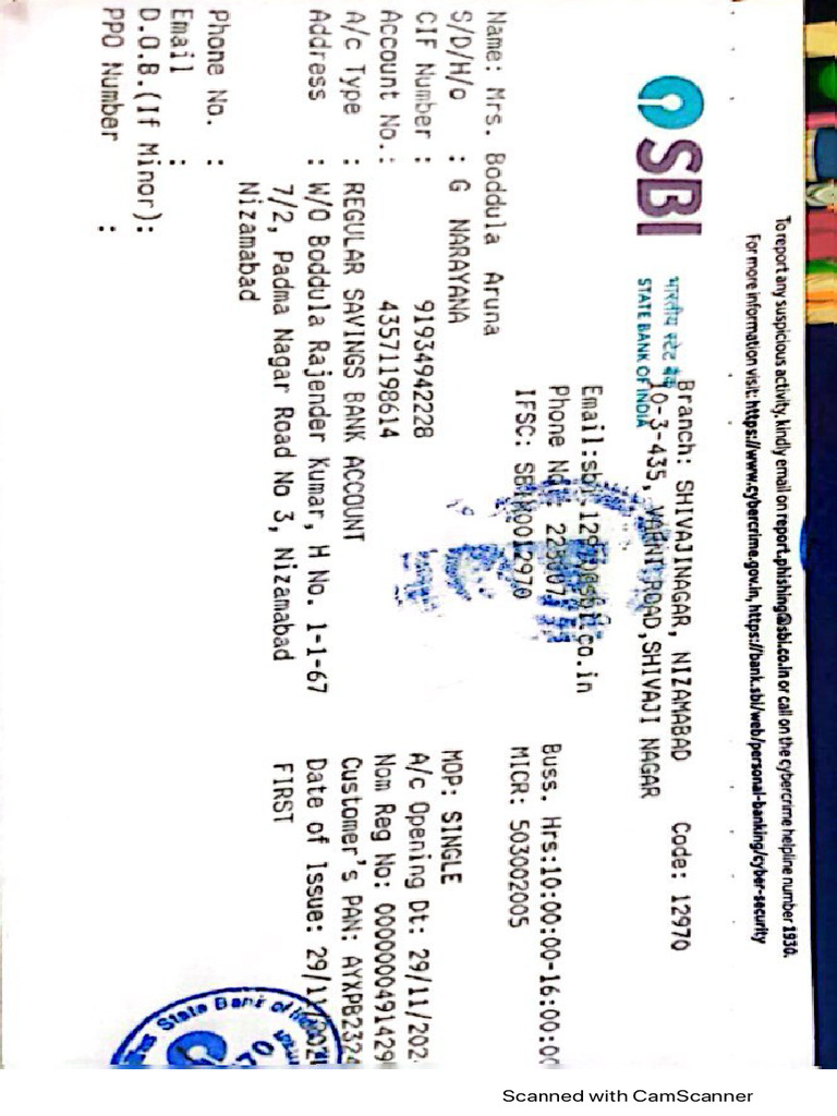Bank Passbook Upload | PDF