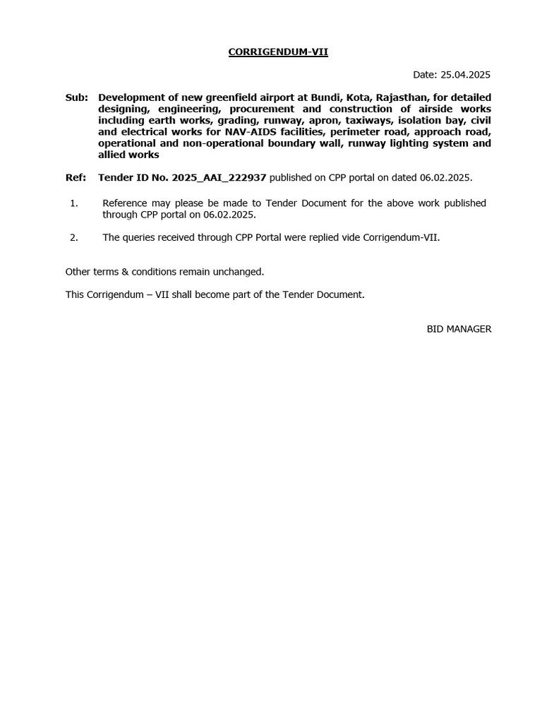 Corrigendum for Kota Airport Tender | PDF | Joint Venture | Banks