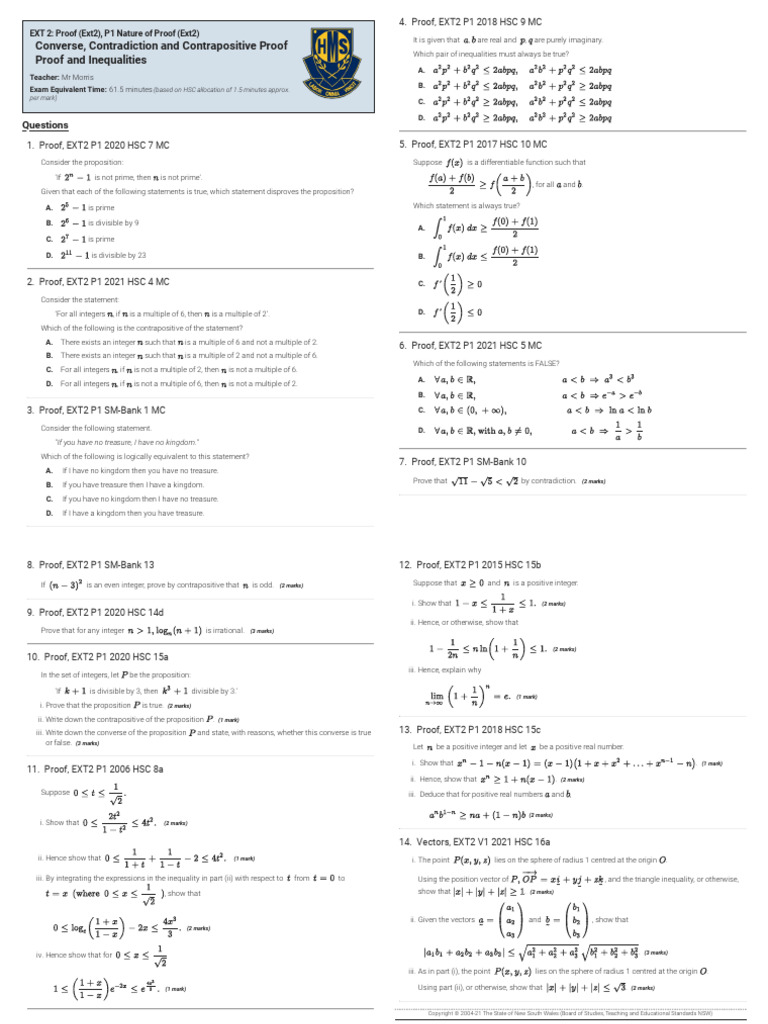 Maths Exn 2 Trial Review Ch 2 | PDF | Mathematical Proof | Mathematical ...