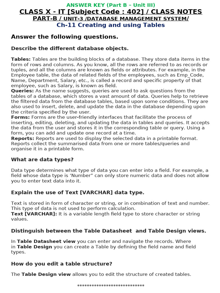 Database Objects and Data Types Explained | PDF