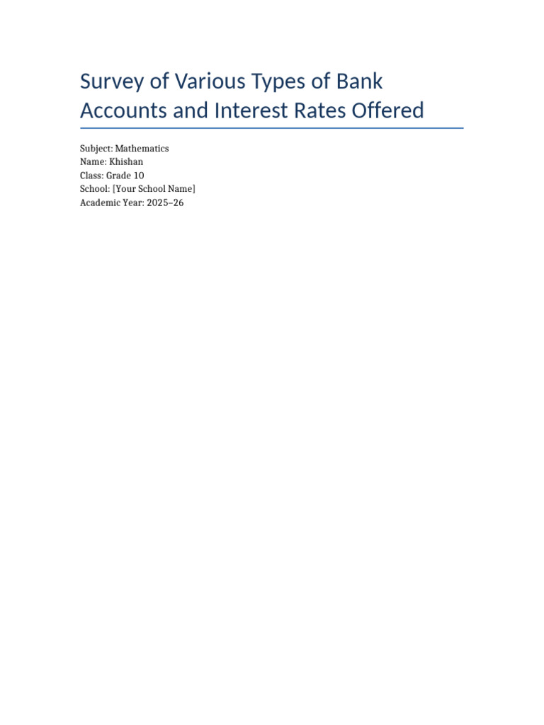 Bank Accounts and Interest Rates Survey | PDF | Banks | Interest