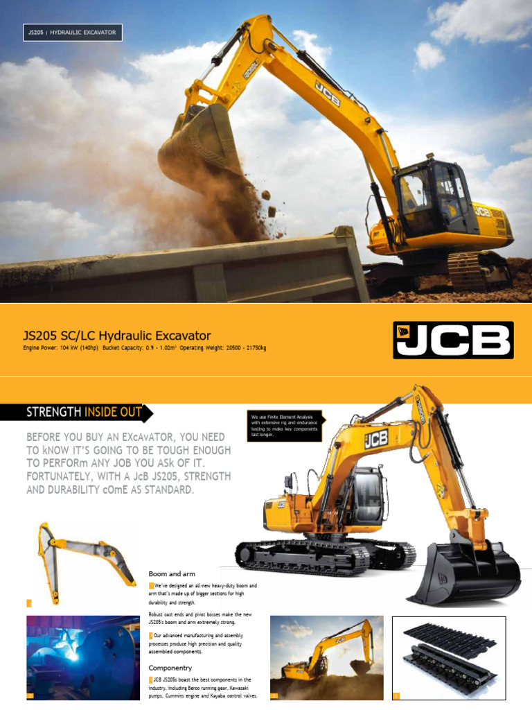 JCB JS205 Excavator Specifications | PDF | Pump | Mechanical Engineering