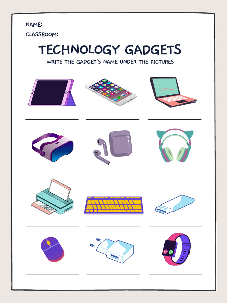 Colorful Illustrative Technology Gadgets Worksheet - 20250425 - 192739 ...
