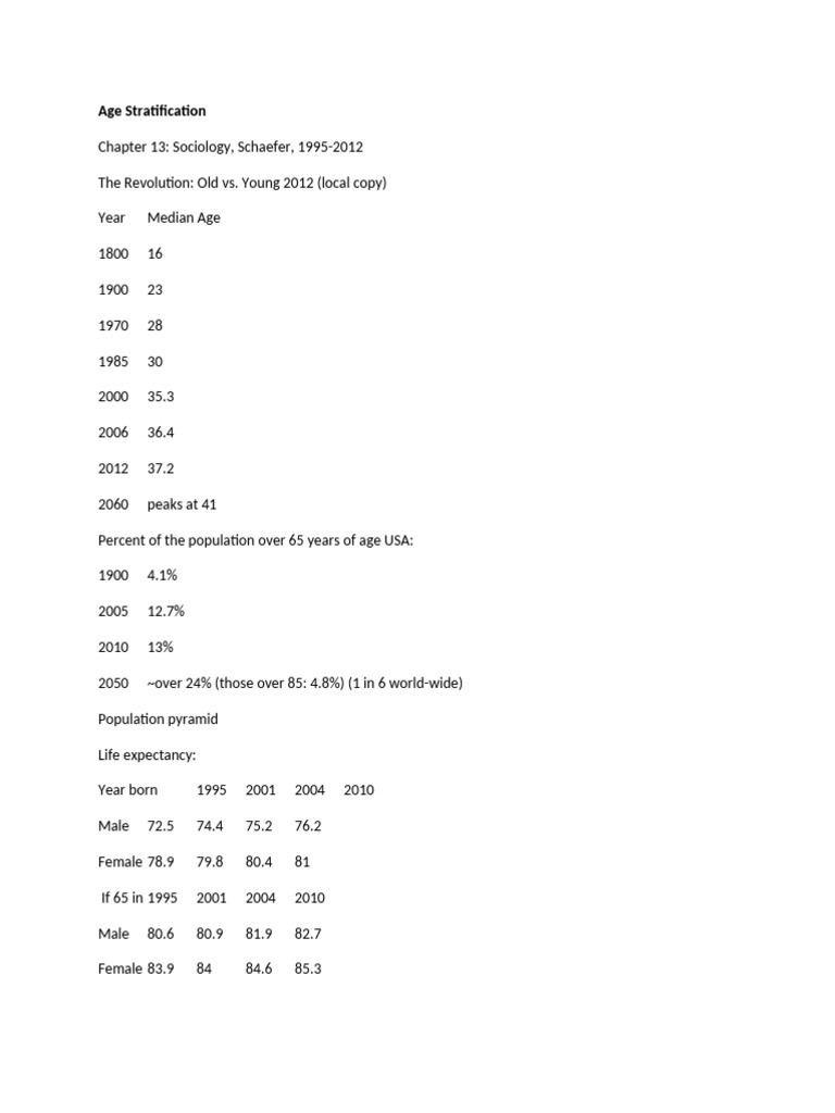 Understanding Age Stratification in Society | PDF | Social Structure ...