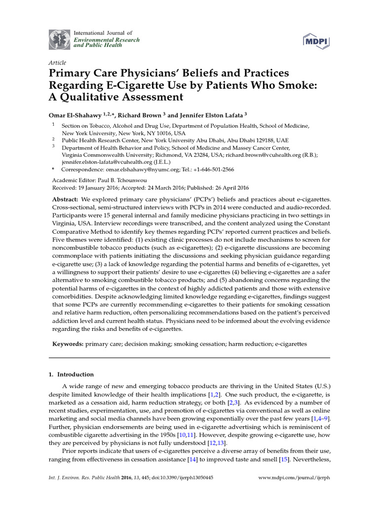 Primary Care Physicians Beliefs and Practices Reg | PDF | Electronic ...