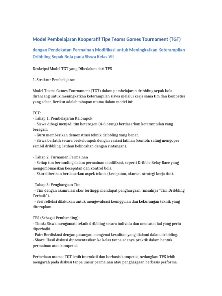 Model TGT Dribbling | PDF