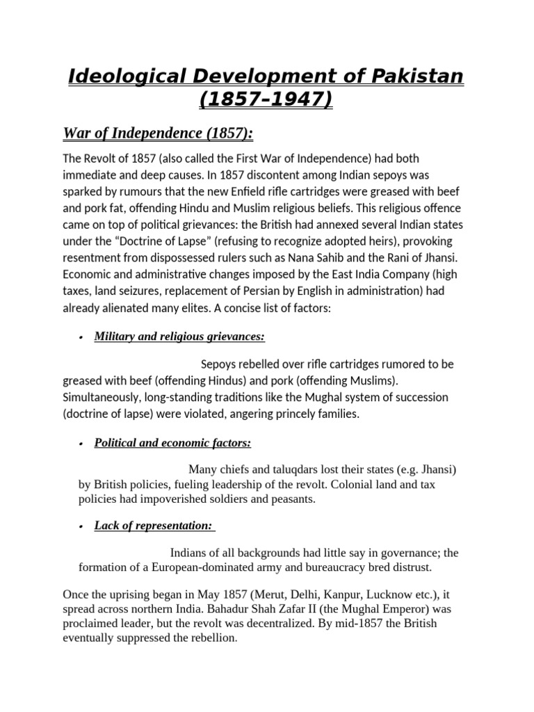 Ideological Roots of Pakistan (1857-1947) | PDF | Muhammad Ali Jinnah ...