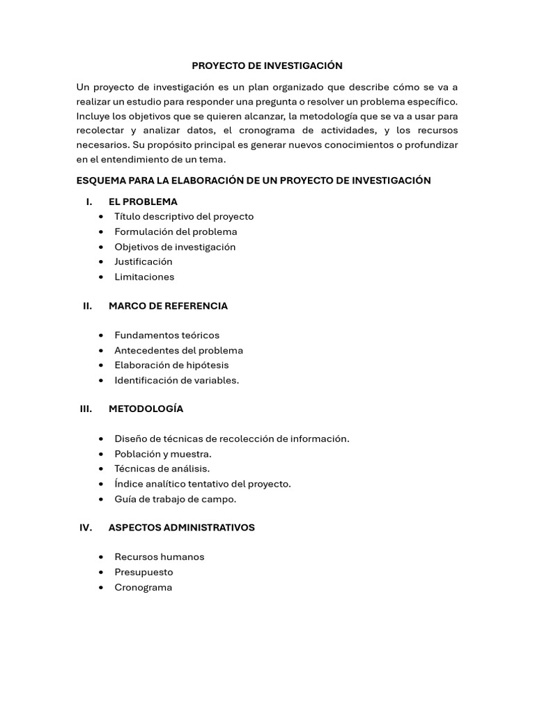 Guía para Elaborar un Proyecto de Investigación | PDF | Hipótesis | Teoría