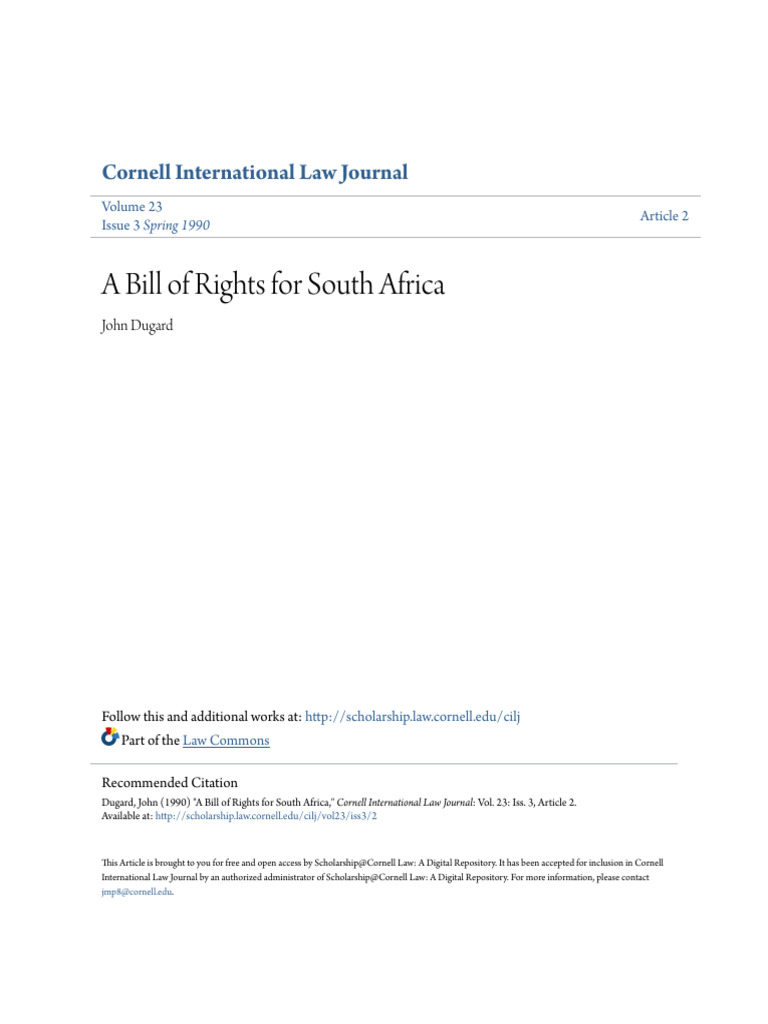 A Bill of Rights For South Africa | PDF | Discrimination & Race ...