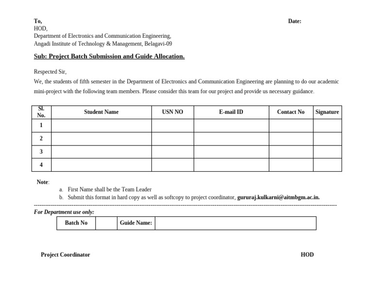 MiniProject - GroupFormation and GuideAllocation - Form | PDF