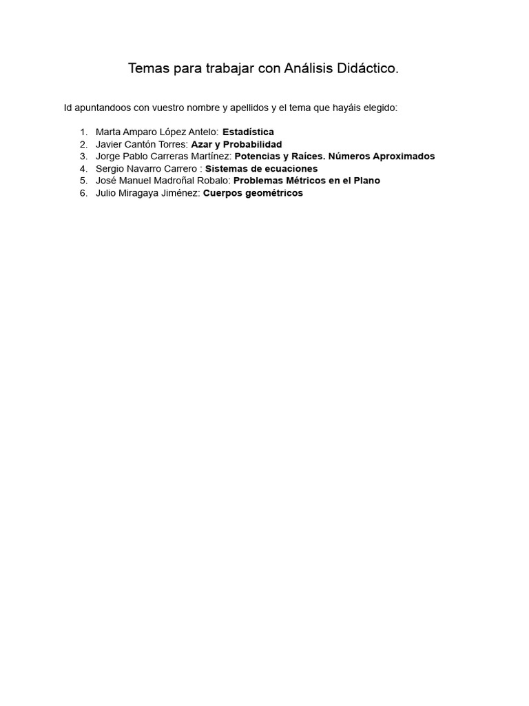 Temas para Trabajar Con Análisis Didáctico | PDF