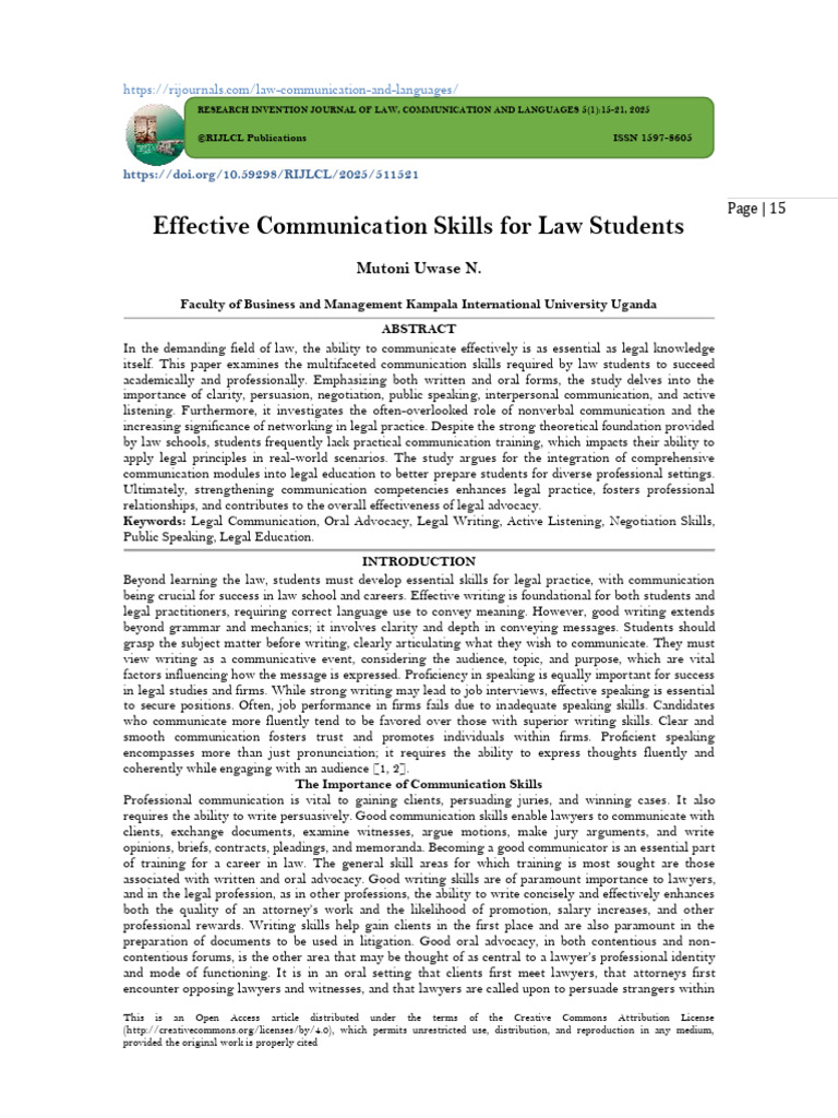 Essential Communication Skills for Law Students | PDF | Communication ...