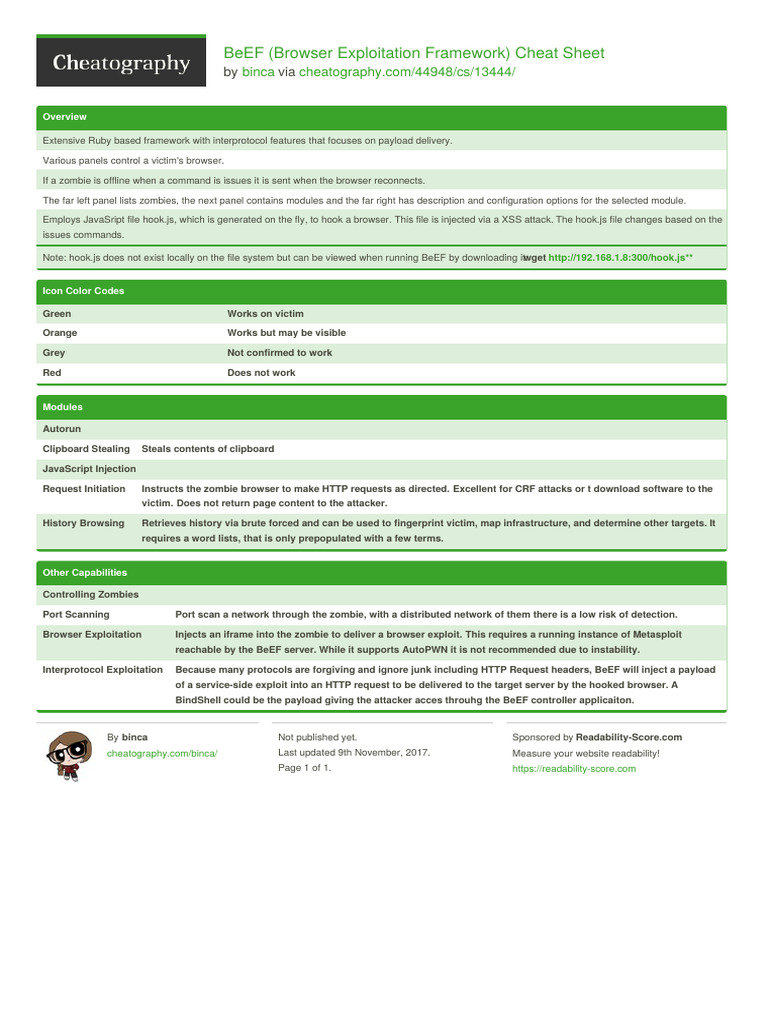 BeEF Browser Exploitation Framework Guide | PDF | Java Script | Software