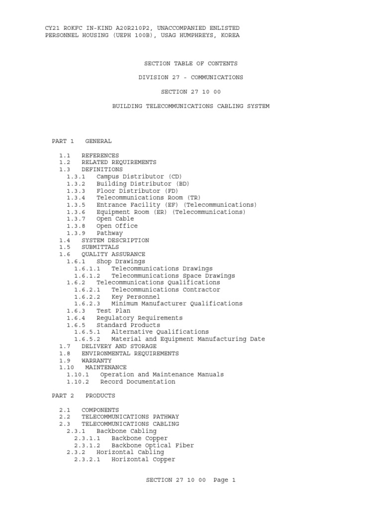 Telecommunications Cabling Standards Guide | PDF | Optical Fiber ...