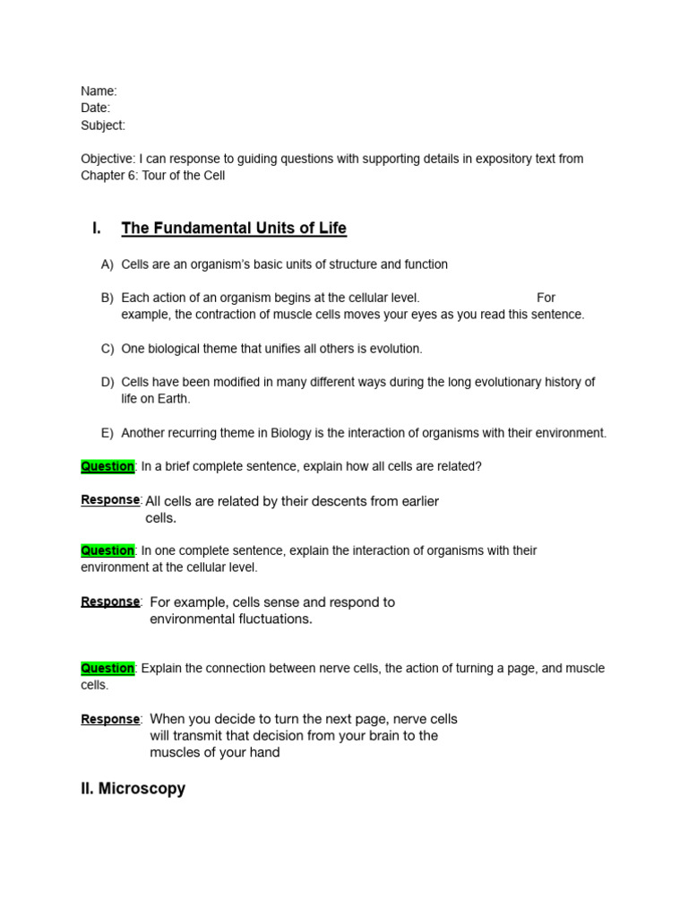 Student+Copy+of+Ch+6 1+and+6 2+summary | PDF | Cell Membrane | Microscope