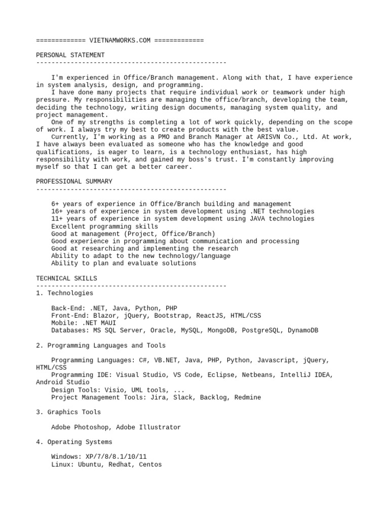 Experienced PMO and Branch Manager Profile | PDF | Software Development ...