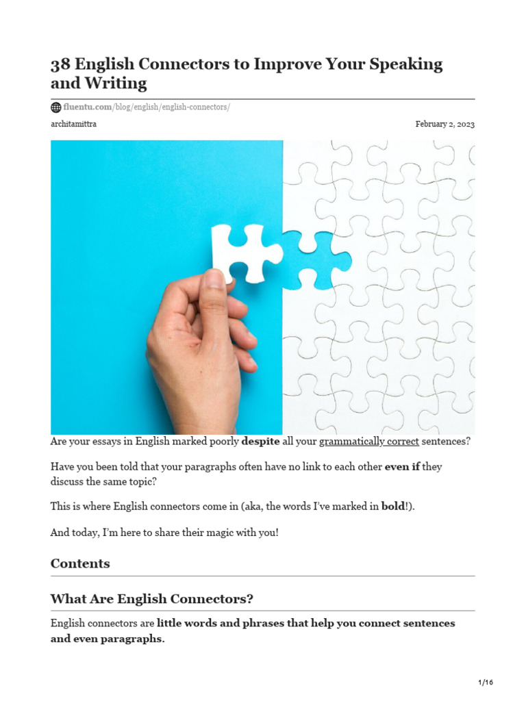 English-connectors Long List | PDF | English Language | Fluency