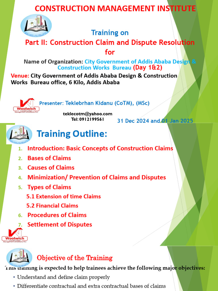 Construction Claims Training Overview | PDF | Mediation | Arbitration
