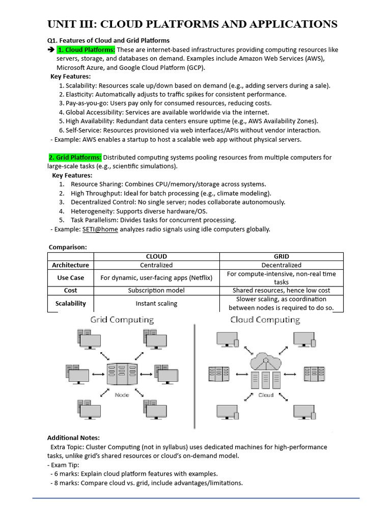 Cloud and Grid Platforms Overview | PDF | Cloud Computing | Amazon Web ...