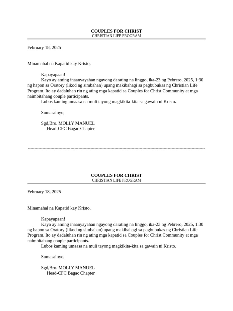 CFC Letter | PDF
